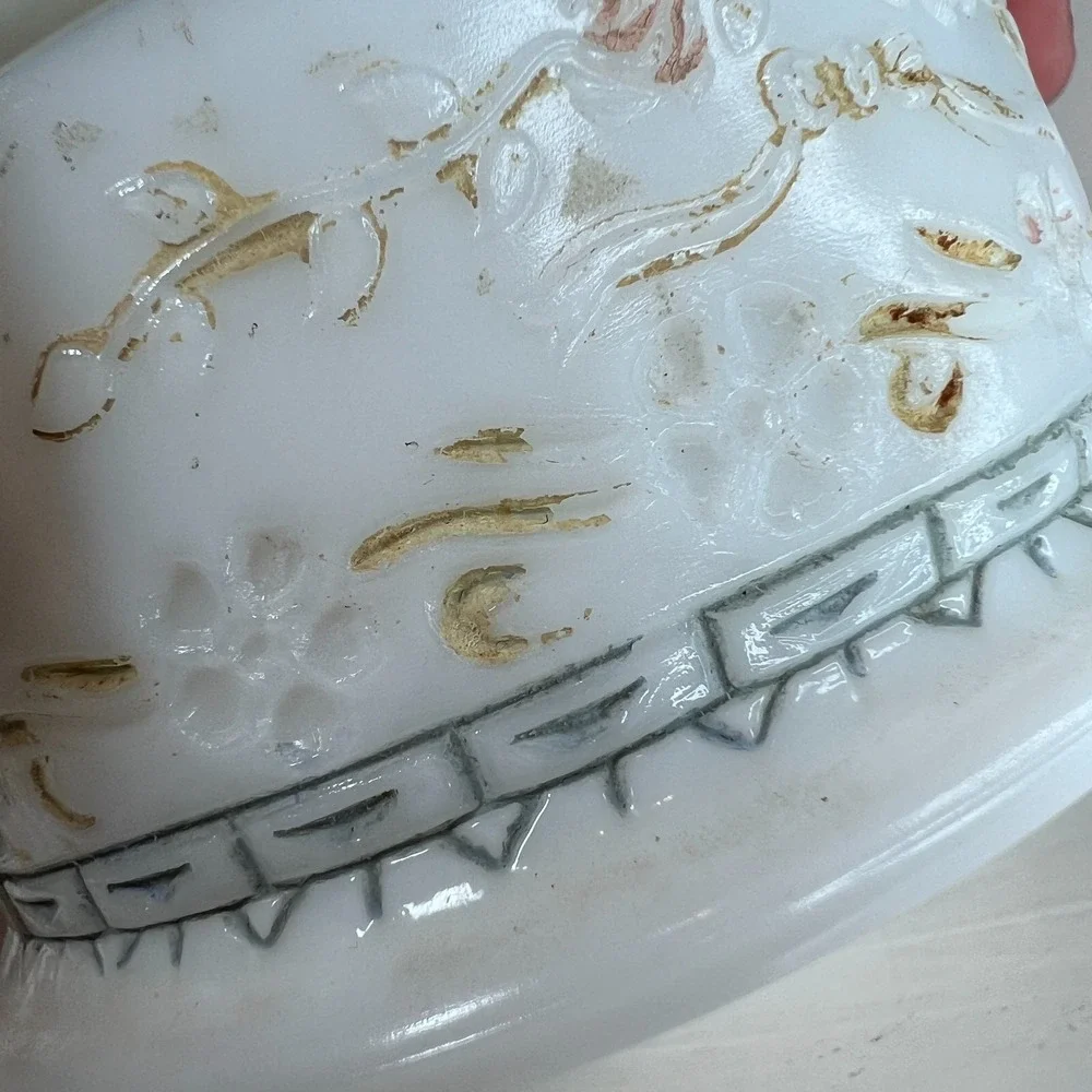 Vintage Milk Glass Vanity Jar w Lid Trinket Powder Dish